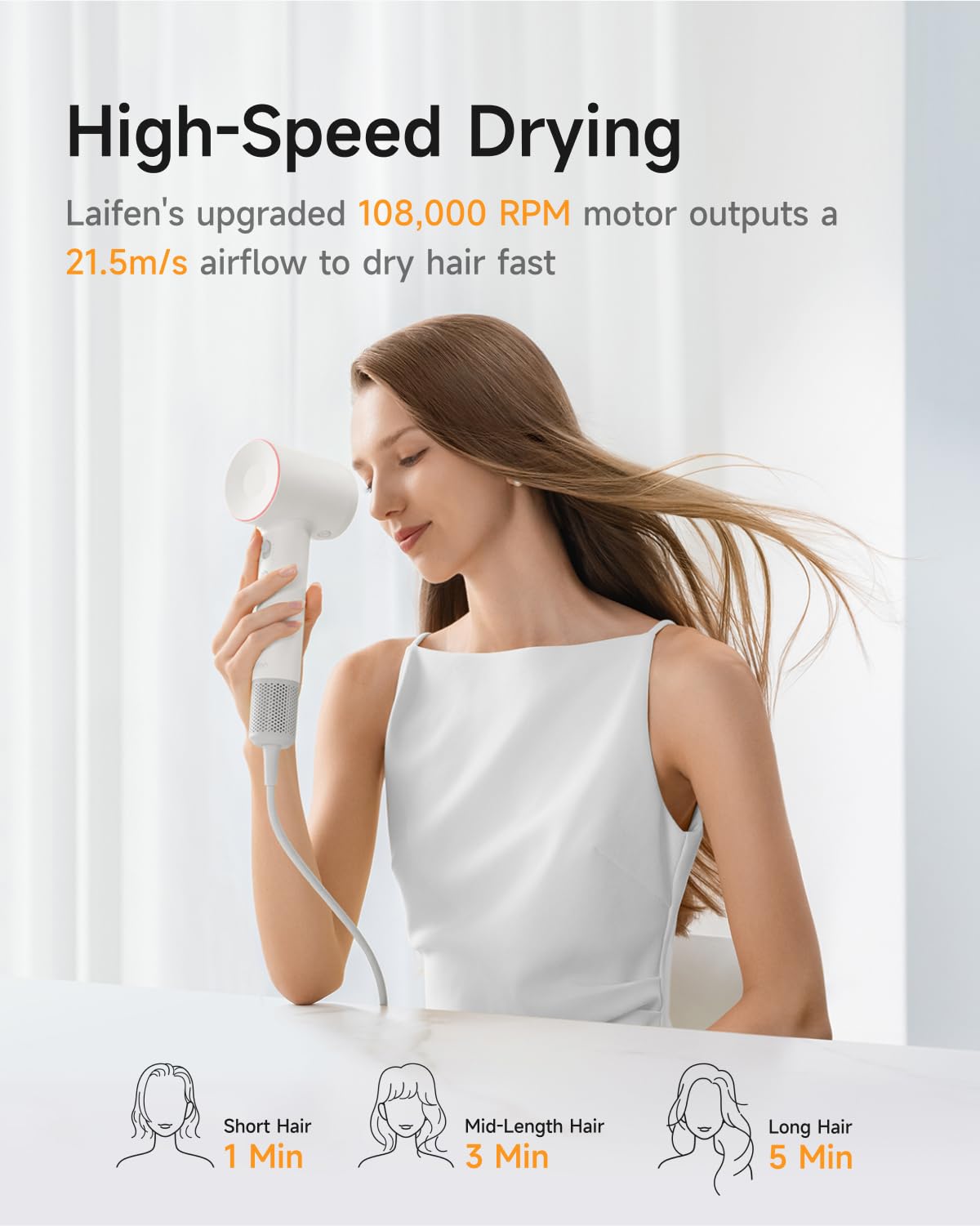 Laifen Hair Dryer SE 2, 200 Million Negative Ionic Blow Dryer with Child Mode and 108,000 RPM Brushless Motor, 1400W Powerful Fast Drying High-Speed Low Noise Hairdryer with Magnetic Attachments, HD130 🍁 All In One Marketplace Canada