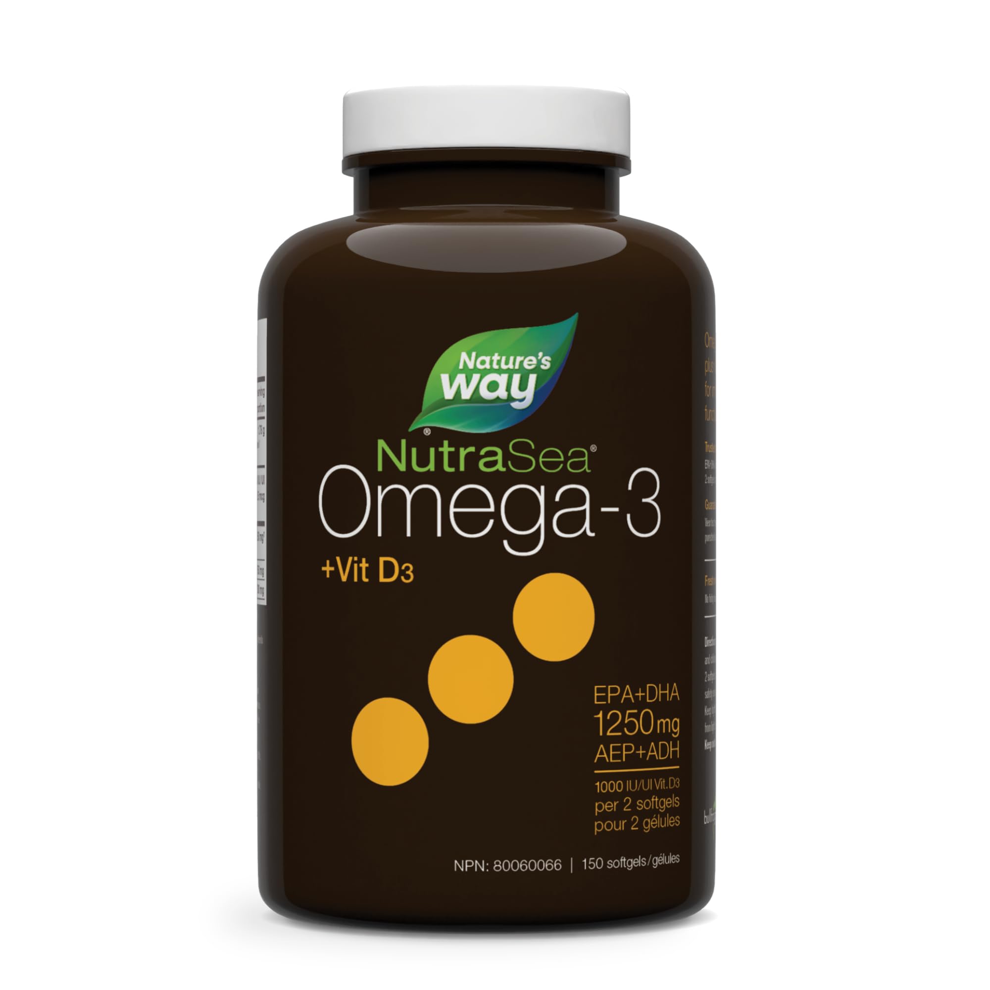 Nature's Way NutraSea +D Omega 3 + Vitamin D Softgels Supplement with Fish Oil – Fresh Mint Flavour – Heart, Brain, Bone & Immune Support for Adults and Kids 6+ – EPA & DHA + 1000IU D3, 150 Softgels 🍁 All In One Marketplace Canada