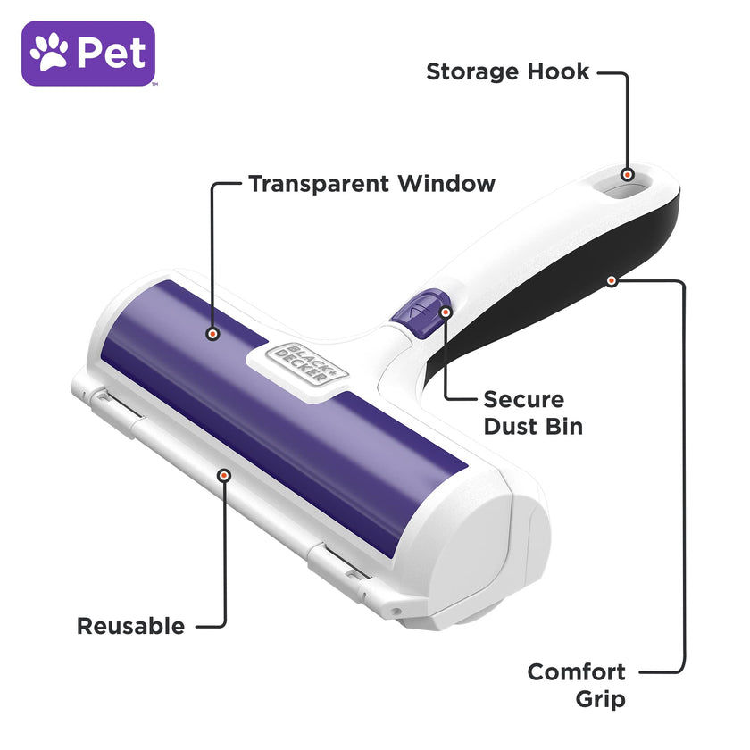 BLACK+DECKER Pet Hair Remover, Roller, Remove Dog Hair and Cat Hair Easily (HMSCT0001) 🍁 All In One Marketplace Canada