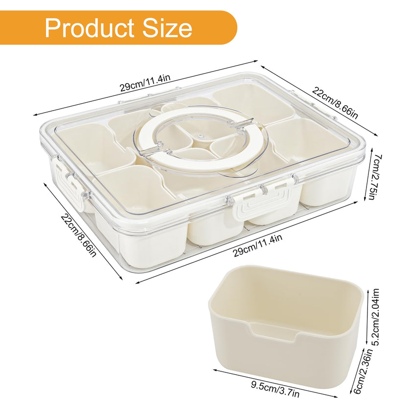 BETA SPACE Snack Box Containers, Divided Serving Tray with Lid, Veggie Tray Snackle Box Charcuterie Board with Lid,8 Inside Containers 🍁 All In One Marketplace Canada