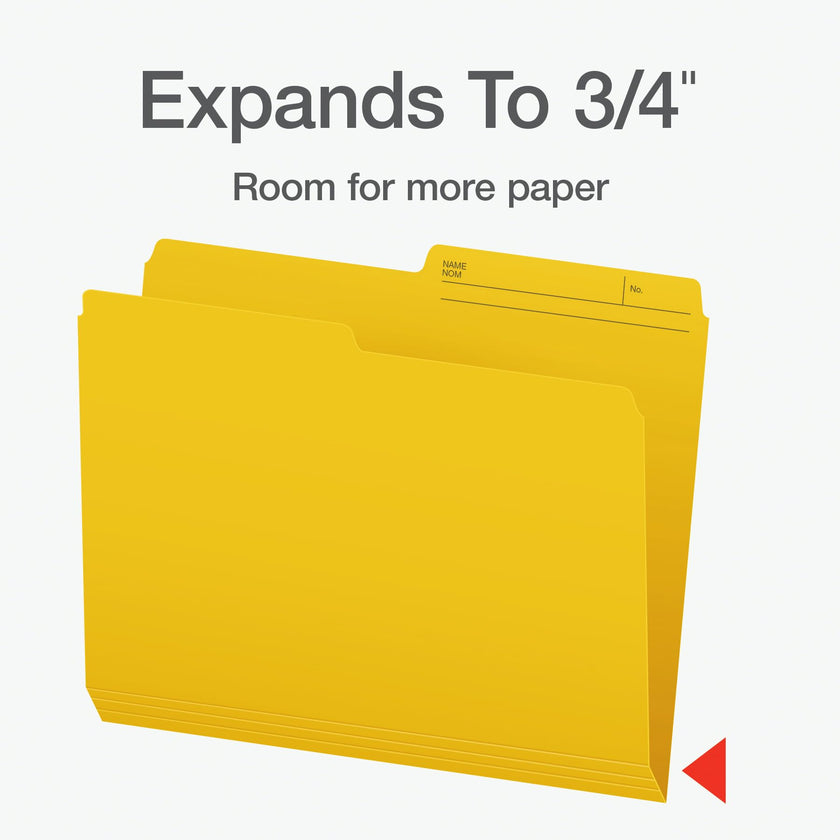 Pendaflex Colour File Folders, 1/2 Cut Tab, Letter, Yellow, 100/Box 🍁 All In One Marketplace Canada