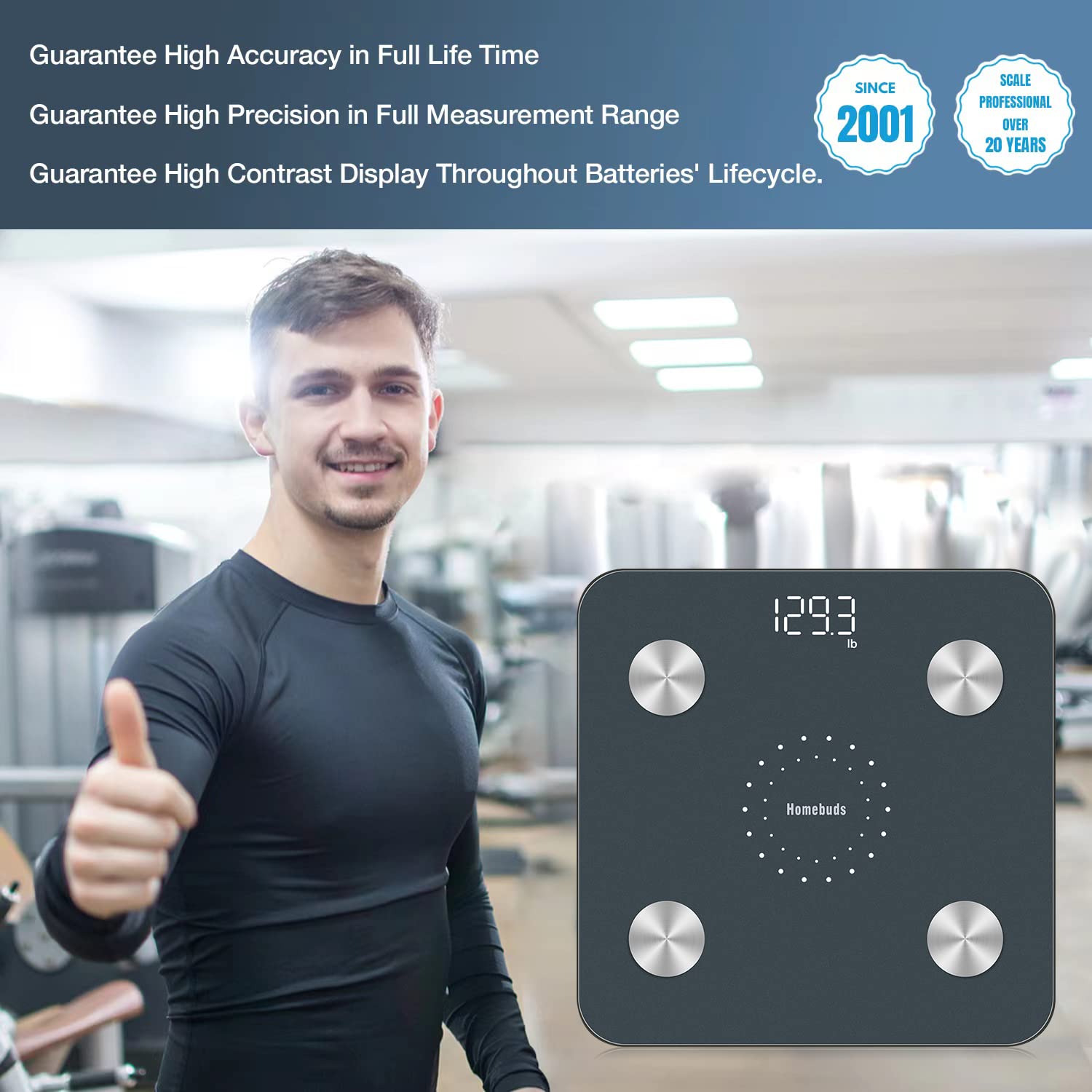 Homebuds Digital Bathroom Scale for Body Weight and Body Fat, Weighing Professional Since 2001, Body Composition Monitor Professional for BMI Fat Water Muscle with App, 400lb, Blue 🍁 All In One Marketplace Canada