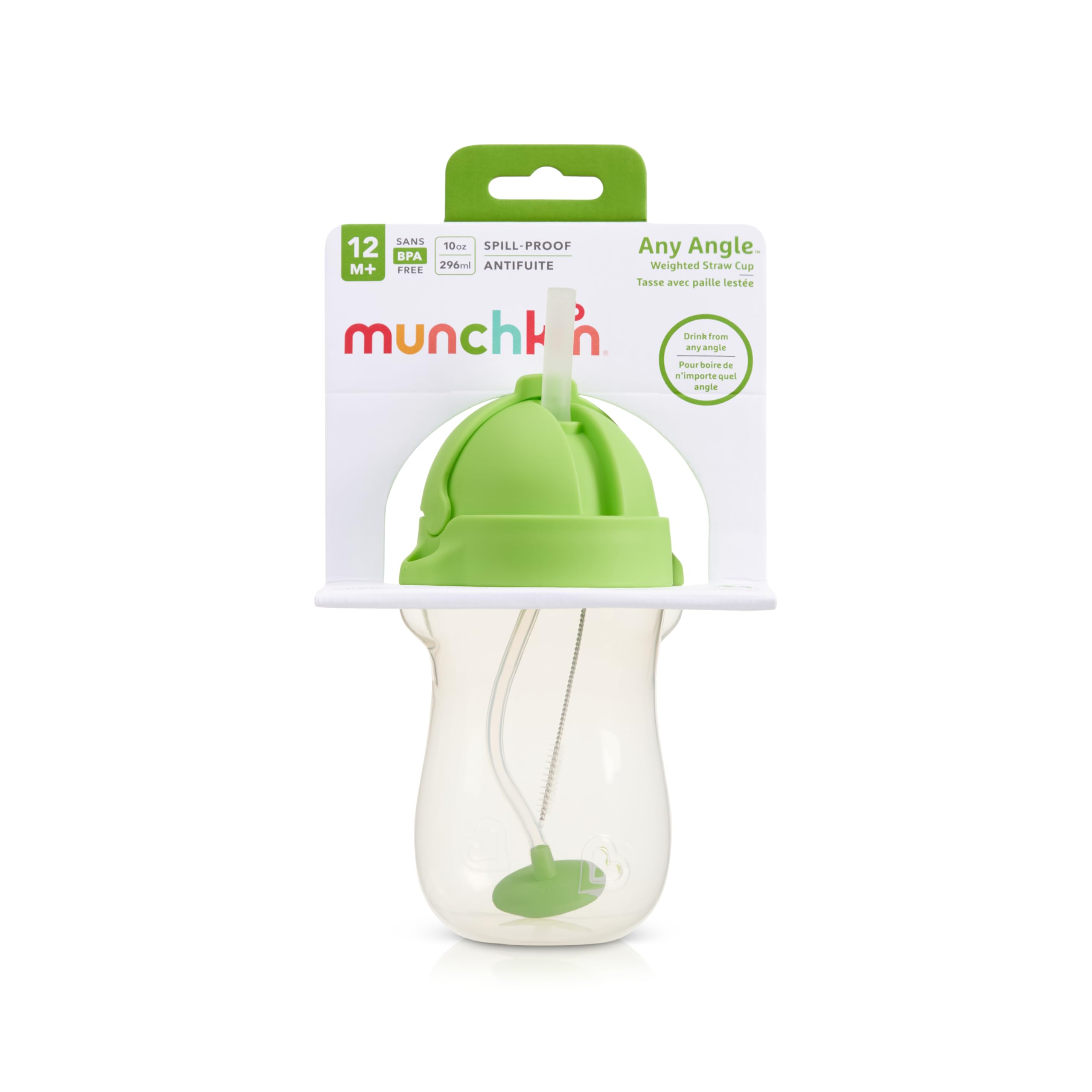 Munchkin Any Angle Sippy Cup for Toddlers, Weighted Straw Trainer Cup with Click Lock Lid, 10 Ounce, Green, 1 Pack 🍁 All In One Marketplace Canada