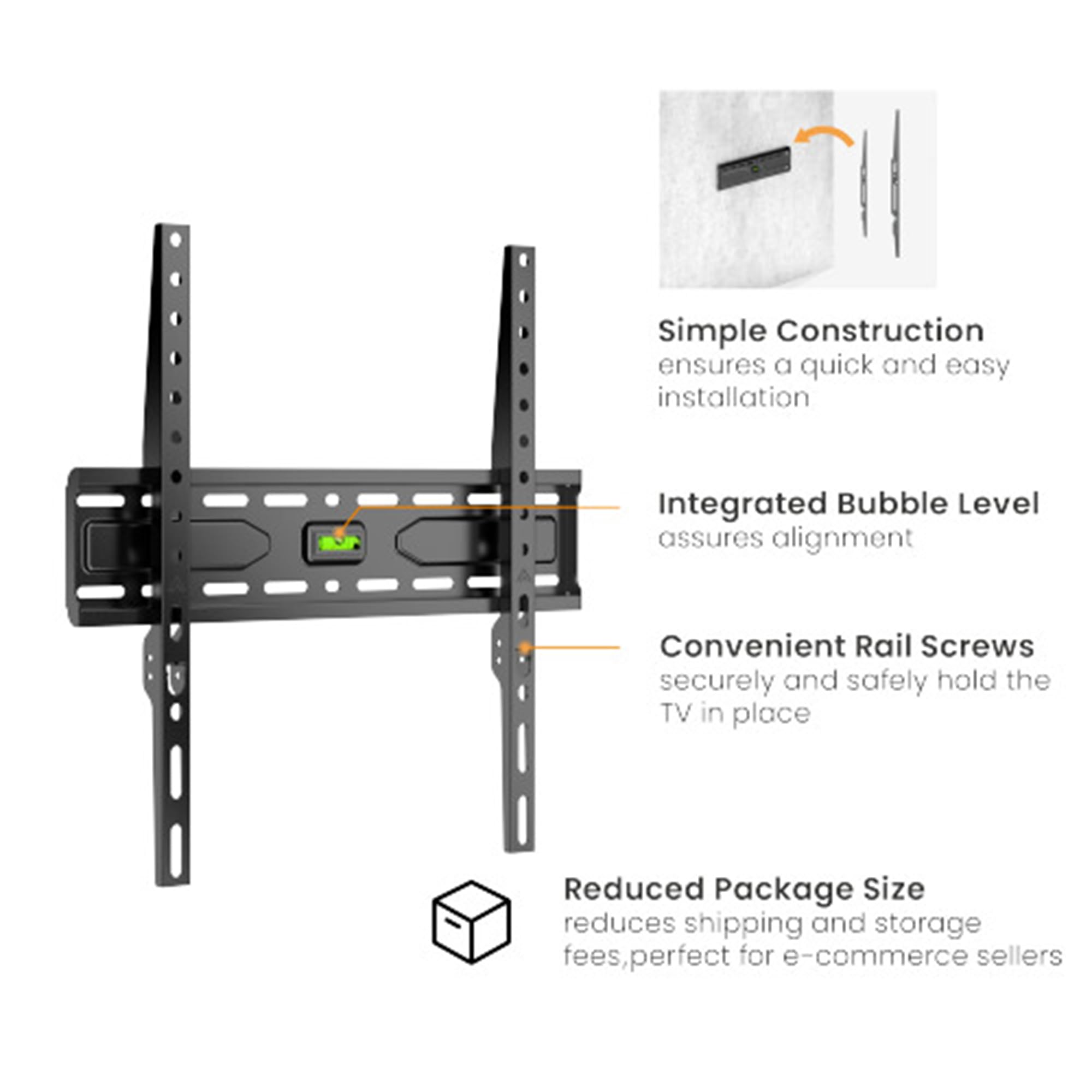 GPlus+ Fixed TV Wall Mount Premium Quality, Low Profile TV Mount for Most 32-75 inch TVs, TV Wall Mount Bracket Max VESA 400X400mm Up to 99lbs, Ultra Slim and Space Saving, 44F 🍁 All In One Marketplace Canada