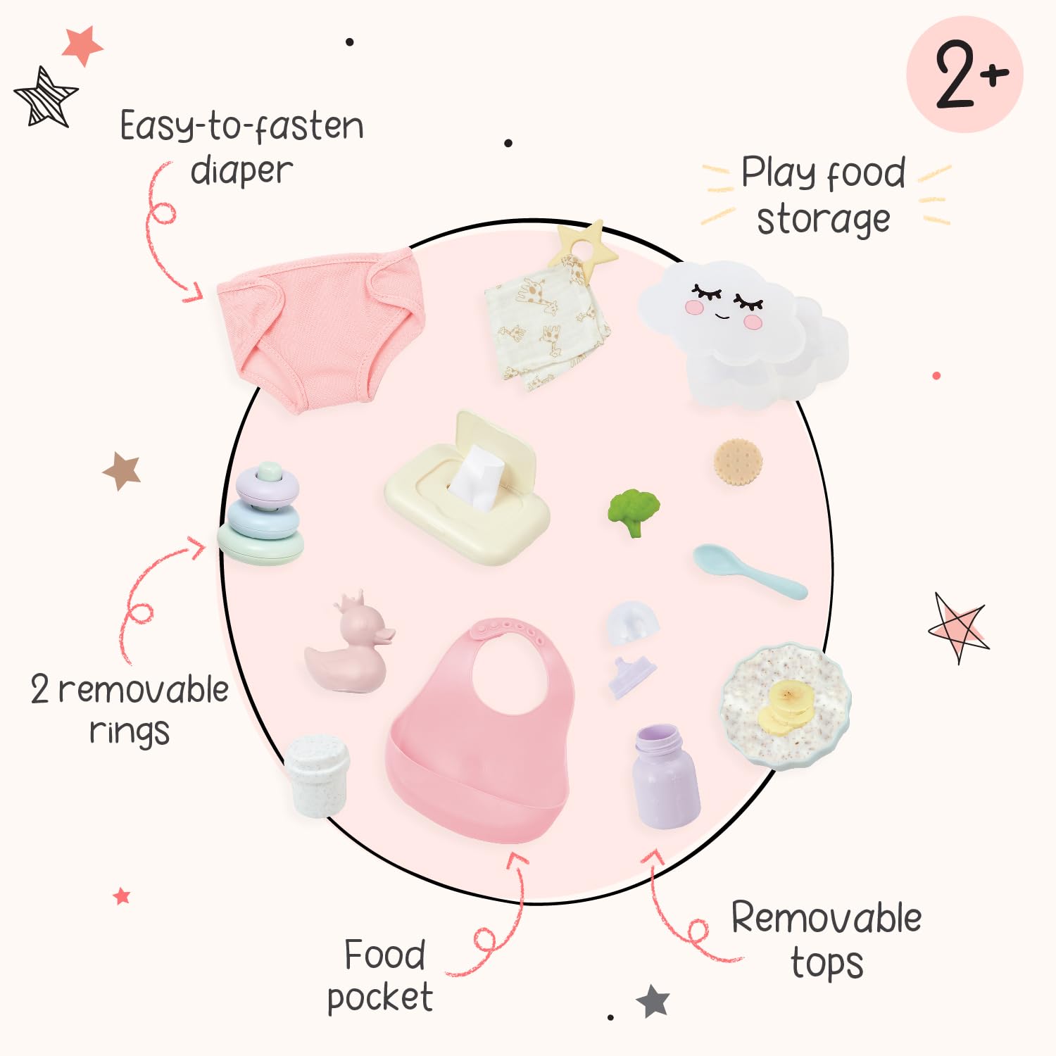 LullaBaby Baby Doll Accessories Meal Time and Changing Set, 19 Pc 🍁 All In One Marketplace Canada