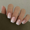 Curvlife 30pcs Short Press On Nails, Shining Stick on Fake Nails Design Glossy Acrylic Nails Tips Glue on Square Press on Nails For Women False Nail Kit With Nail Glue (French Gradient Pink) 🍁 All In One Marketplace Canada
