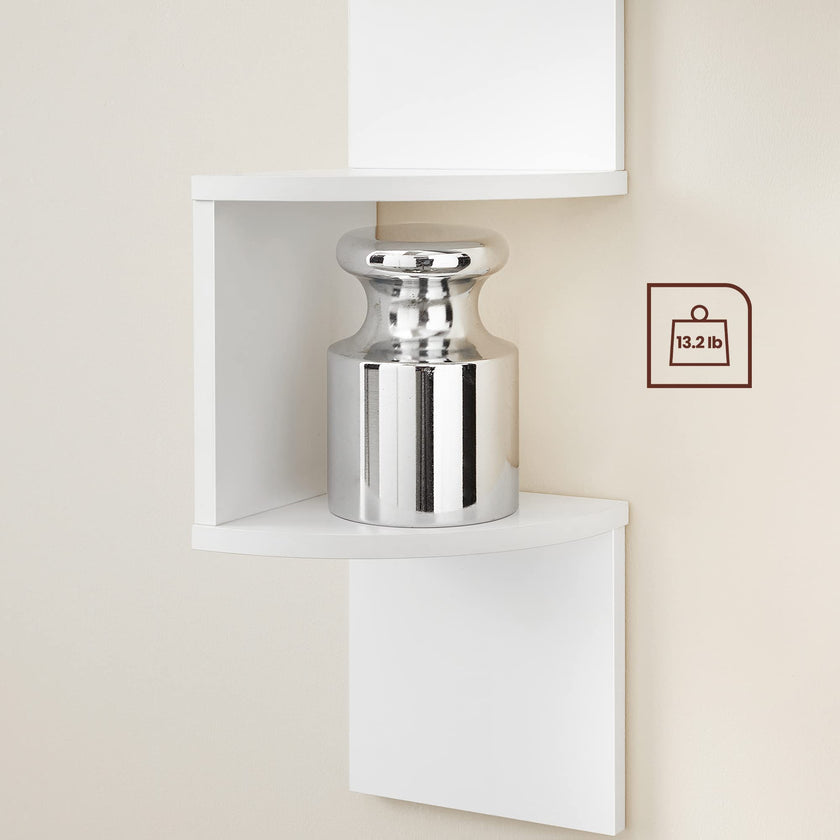 VASAGLE CUSTOS Collection - Corner Shelf Wall Mount, 5-Tier Floating Corner Bookshelf, Plant Shelf for Bedroom, Living Room, Bathroom, Home Office, Cloud White ULBC72WT 🍁 All In One Marketplace Canada