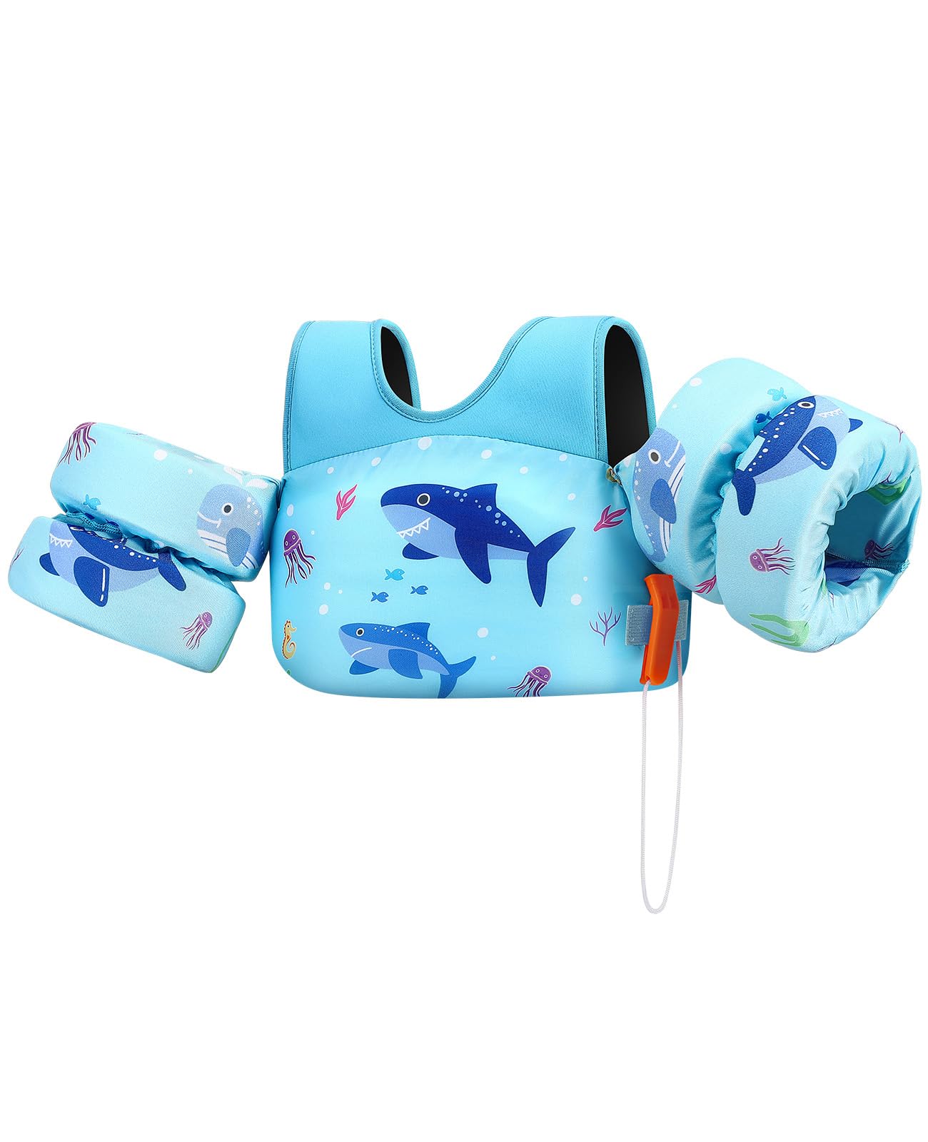 HeySplash Swim Vest for Kids, Toddler Pool Floaties Fit 33-66 Lbs, Puddle Jumper with Double Adjustable Strap, Swim Jacket Water Wing Arm Float, Sea Boat Flotation Device Boy Girl,Blue Shark 🍁 All In One Marketplace Canada