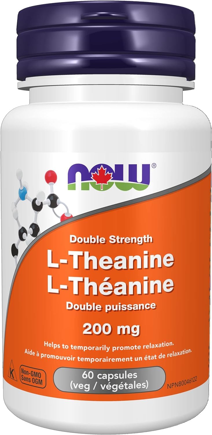 NOW Supplements, L-Theanine 200 mg with Inositol, Stress Management, 60 Veg Capsules 🍁 All In One Marketplace Canada