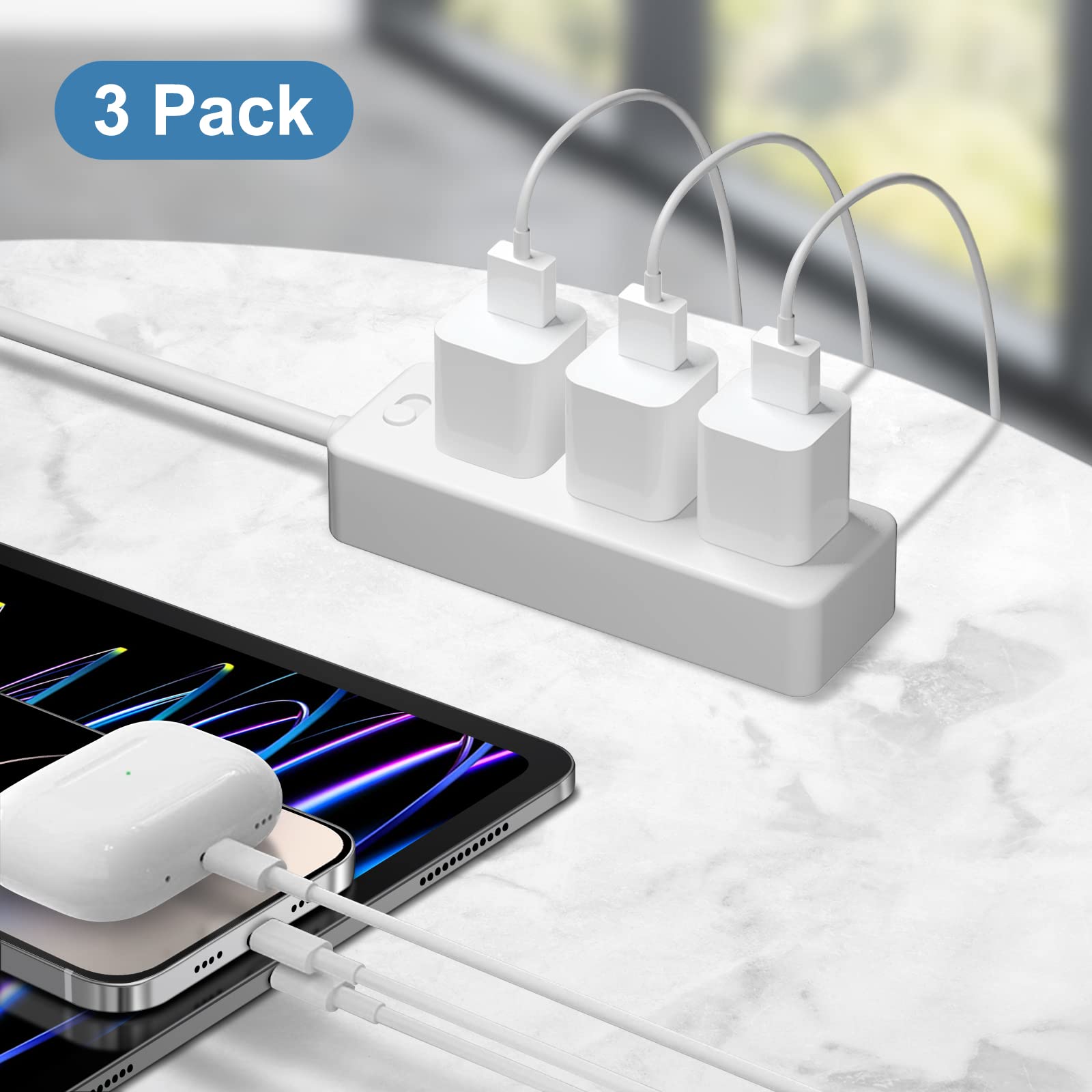 iPhone Charger Fast Charging [Apple MFi Certified] 3 Pack USB A Charger Block with 6ft USB A to Lightning Cable Compatible with iPhone 14 13/12/11/XS/XR/X 8 7/iPad 🍁 All In One Marketplace Canada