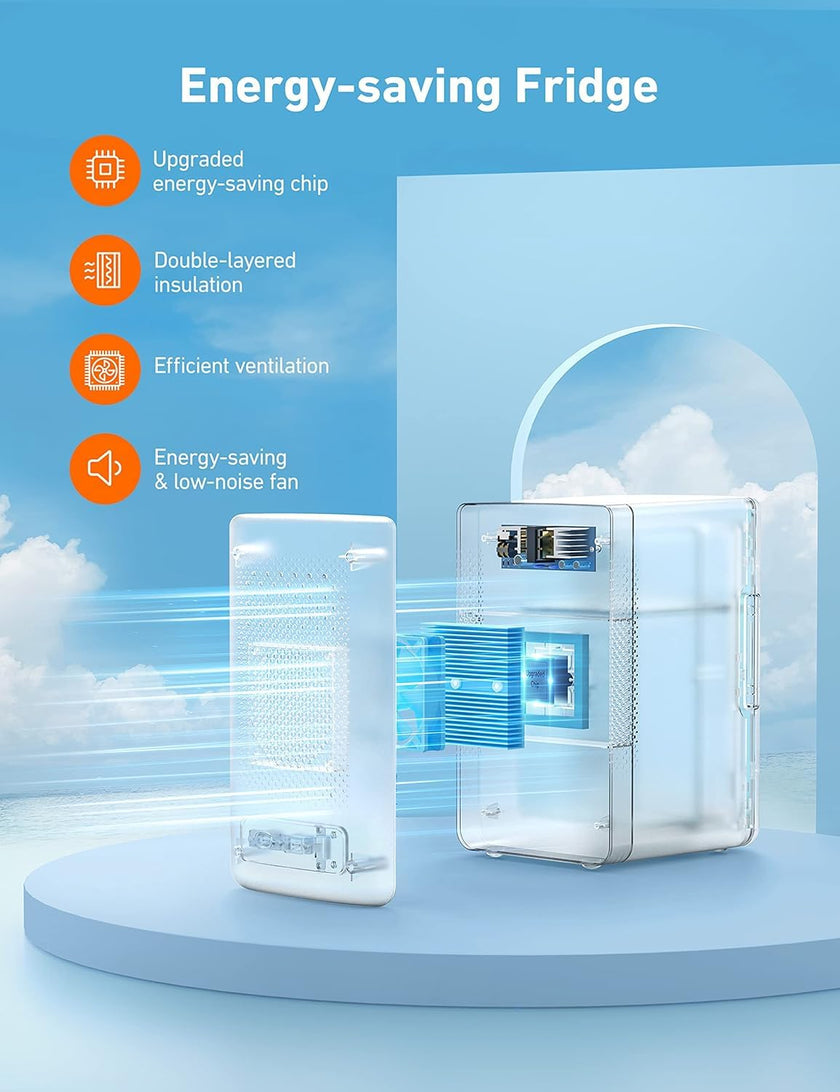 AstroAI Mini Fridge 2.0 Gen, 6 Liter/8 Cans Makeup Skincare Small Fridge 110V AC/ 12V DC Portable Thermoelectric Cooler and Warmer Little Tiny Fridge for Bedroom, Cosmetics,Car (Dark Grey) 🍁 All In One Marketplace Canada