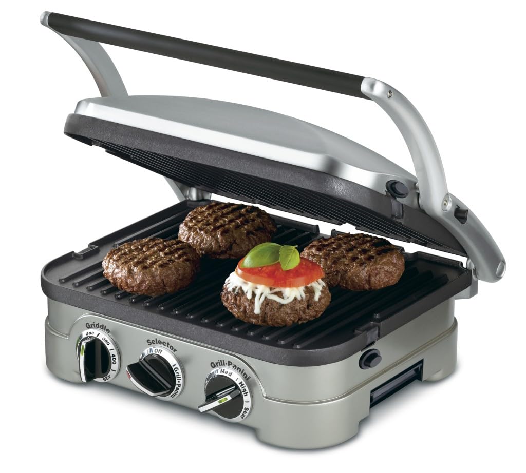 Cuisinart 5-in-1 Griddler with Reversible Nonstick Grill and Griddle Plates, Silver (CGR-4NEC) 🍁 All In One Marketplace Canada