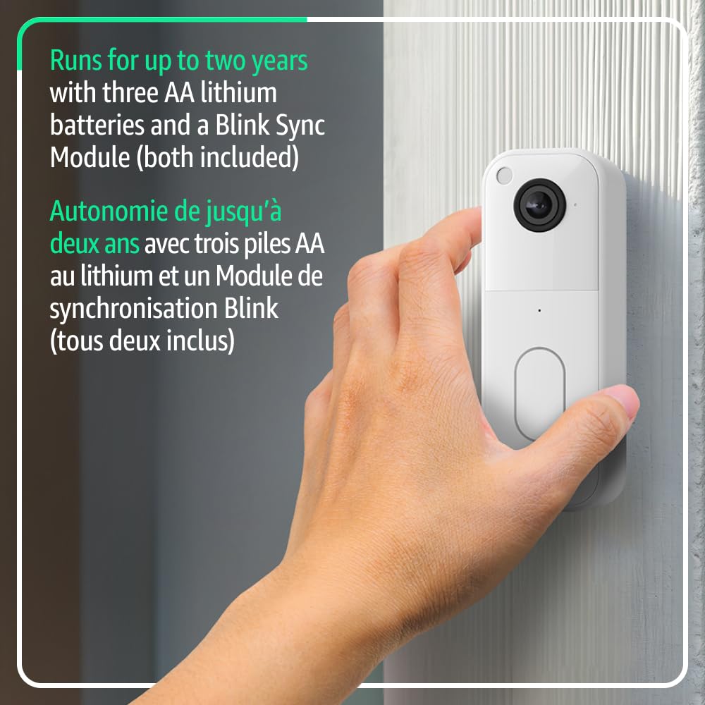 Blink Video Doorbell – Head-to-toe HD view, two-year battery life, simple setup. Sync Module Core included – System (White) 🍁 All In One Marketplace Canada