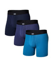 SAXX Underwear Co. Men's Core Cotton Boxer Brief Fly 3-Pack, Lake Blue/Deep Cobalt/Navy, Medium 🍁 All In One Marketplace Canada