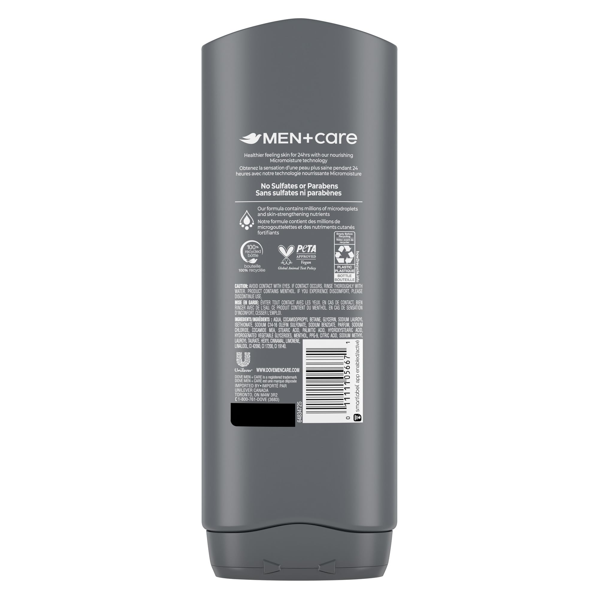 Dove Men+Care Body and Face Wash, with 24-hour Nourishing Micromoisture for Healthy & Smooth Skin, Extra Fresh, Men's Body Wash, 532ml 🍁 All In One Marketplace Canada