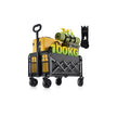 100KG Collapsible Foldable Wagon Carts - Heavy Duty Portable Folding Utility Wagons with All-Terrain Wheels for Grocery Sports Shopping Camping Garden Beach, 2 Drink Holders/Lightweight/Black 🍁 All In One Marketplace Canada