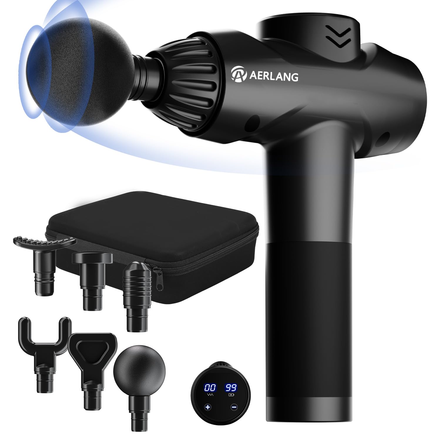 AERLANG Massage Gun,Mothers day gifts ideas Percussion Massage Gun, Muscle Handheld Deep Tissue Massager (Black)-– Six Different Adjustable Heads for Different Muscle Groups - 20 Speed Option 🍁 All In One Marketplace Canada