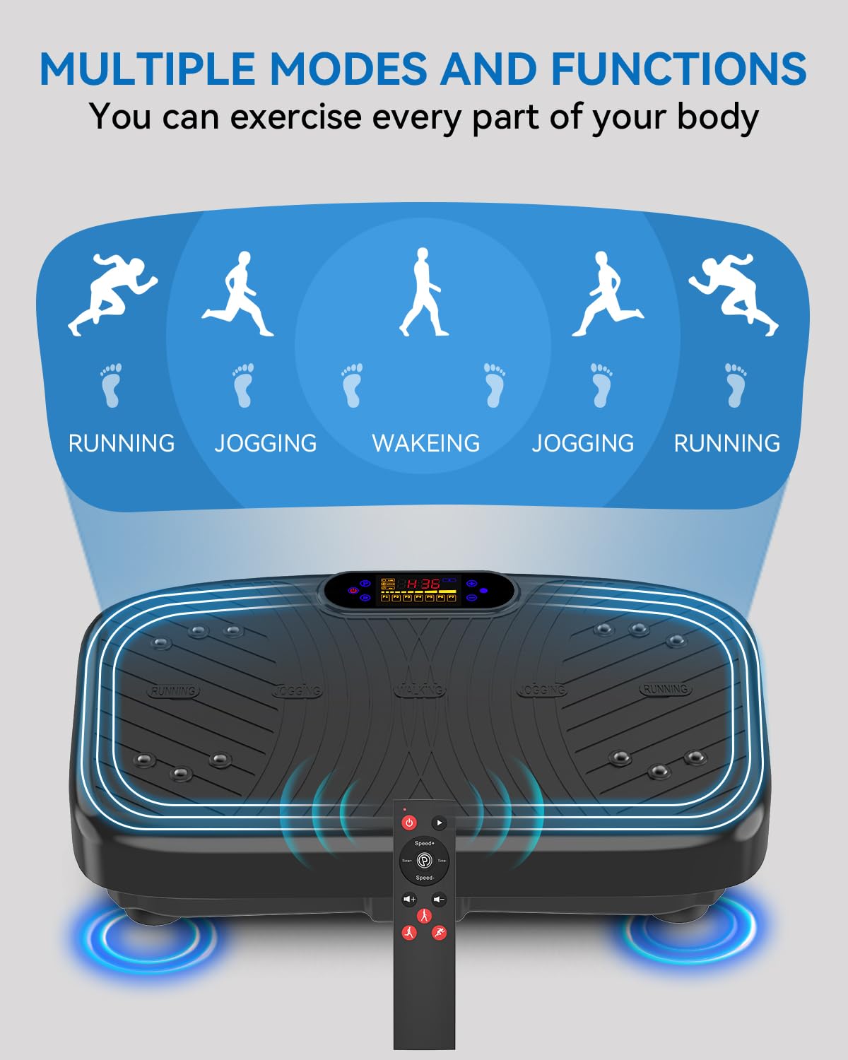 GDCOO Vibration Plate Exercise Machine, Vibrating Plate for Lymphatic Drainage, Vibrating Platform with 200 Adjustable Speeds, Fitness & Weight Loss Vibration Plate, 450 Lbs Max Capacity (Matte Black) 🍁 All In One Marketplace Canada