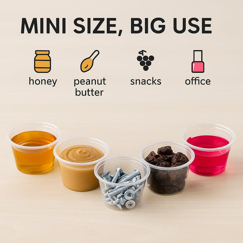 1 oz Portion Cups with Lids, 200 Sets Disposable Souffle Cups, Leak-Proof Jello Shot Cups, Clear Condiment Containers for Sauce, Dressing & Food Storage, Freezer Safe 🍁 All In One Marketplace Canada