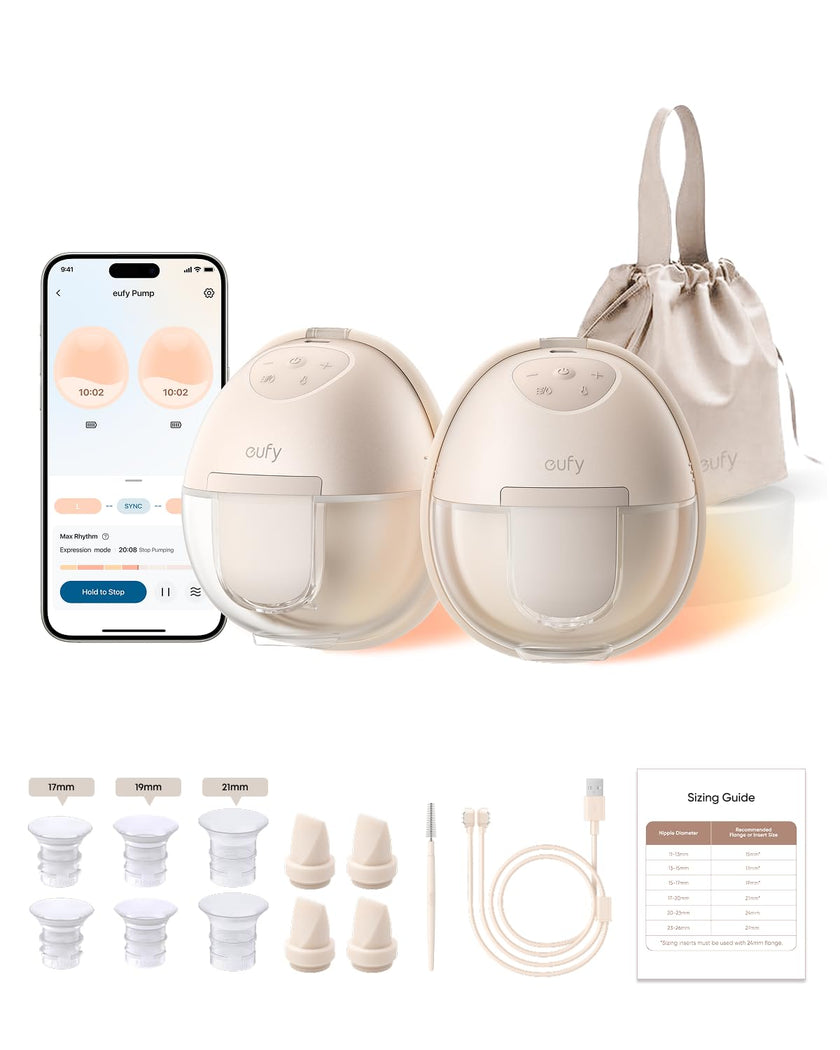 eufy Security Breast Pump Series S1, Hands-Free Electric Breast Pump with Heating Tech, App Control, Personalized Smart Rhythm, Hospital Grade Suction, Portable, Discreet, Leak-Proof & Ultra-Quiet 🍁 All In One Marketplace Canada