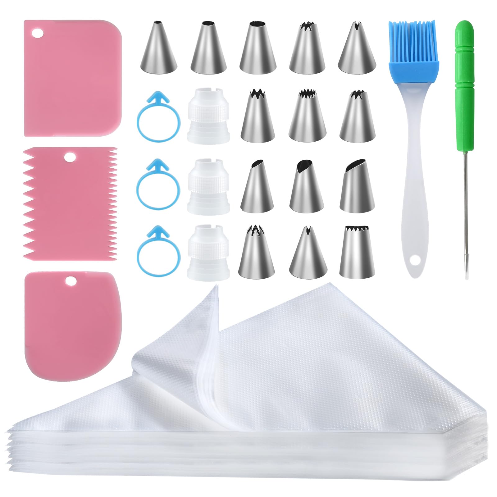 firstake Piping Bags and Tips Set - 100pcs 12 Inch Icing Bags with 14 Tips 🍁 All In One Marketplace Canada