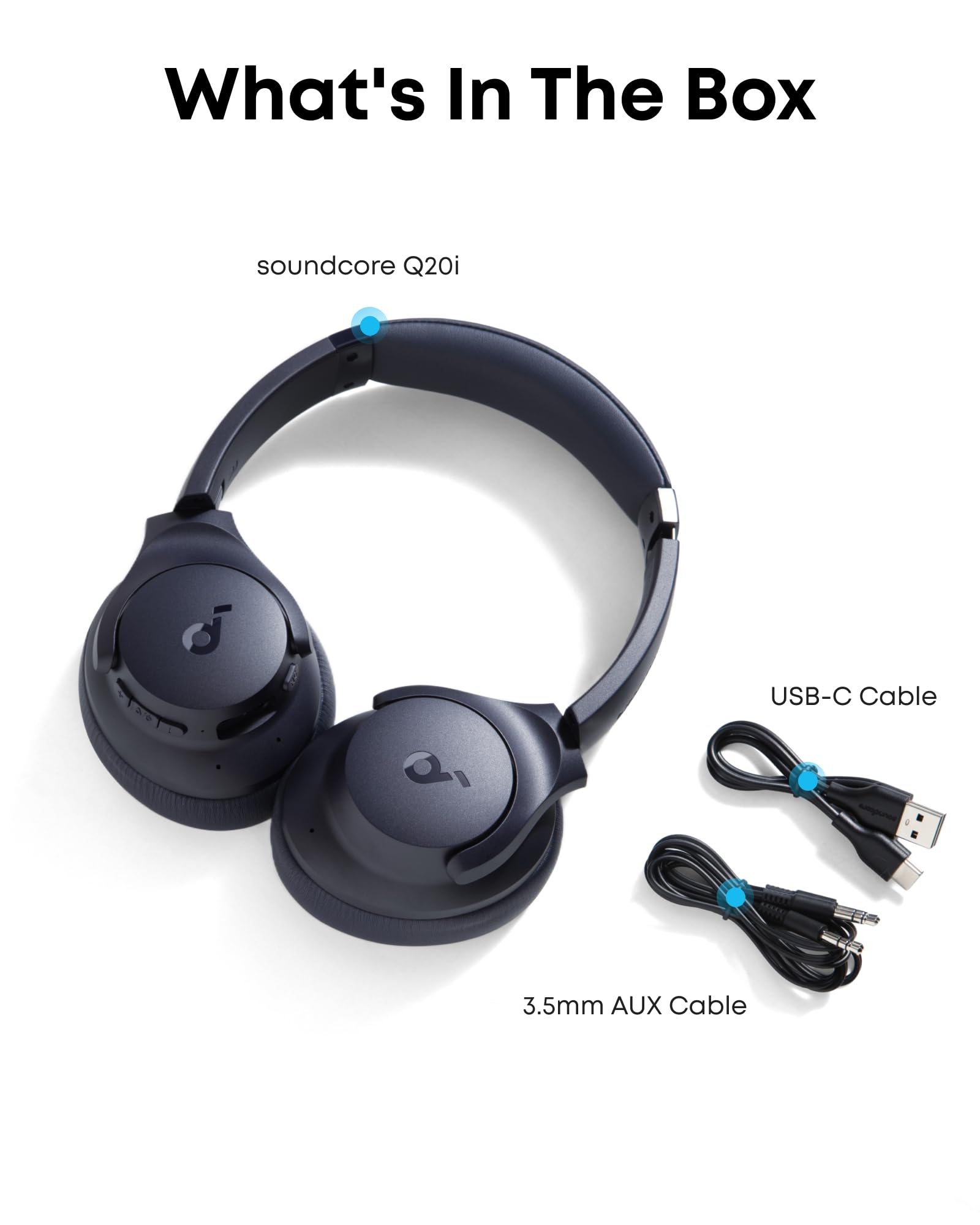 soundcore by Anker Q20i Hybrid Active Noise Cancelling Headphones, Wireless Over-Ear Bluetooth, 40H Long ANC Playtime, Hi-Res Audio, Big Bass, Customize via an App, Transparency Mode, Ideal for Travel 🍁 All In One Marketplace Canada