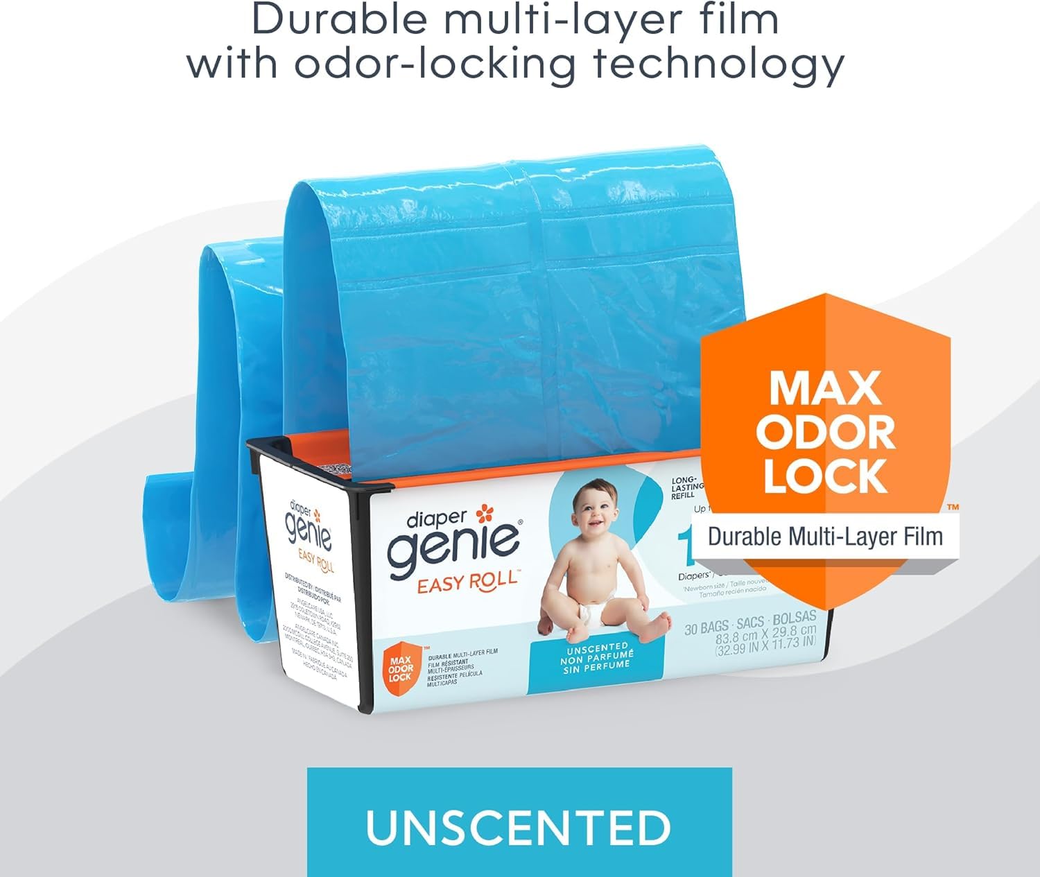 Diaper Genie Easy Roll Refill with 30 Bags - Refill for Diaper Genie Signature, Platinum, Essence Pails - Holds up to 1,410 Newborn Diapers, Blue, 1-Pack 🍁 All In One Marketplace Canada