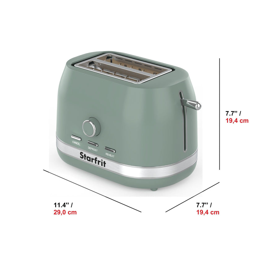 Starfrit 2-Slice Toaster – 7 Adjustable Browning Levels – Removable Tray – 850W - Sage 🍁 All In One Marketplace Canada
