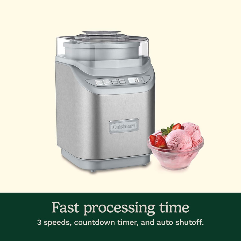 Cuisinart Ice Cream Maker Machine w/Countdown Timer, Stainless Steel, 2 qt 🍁 All In One Marketplace Canada