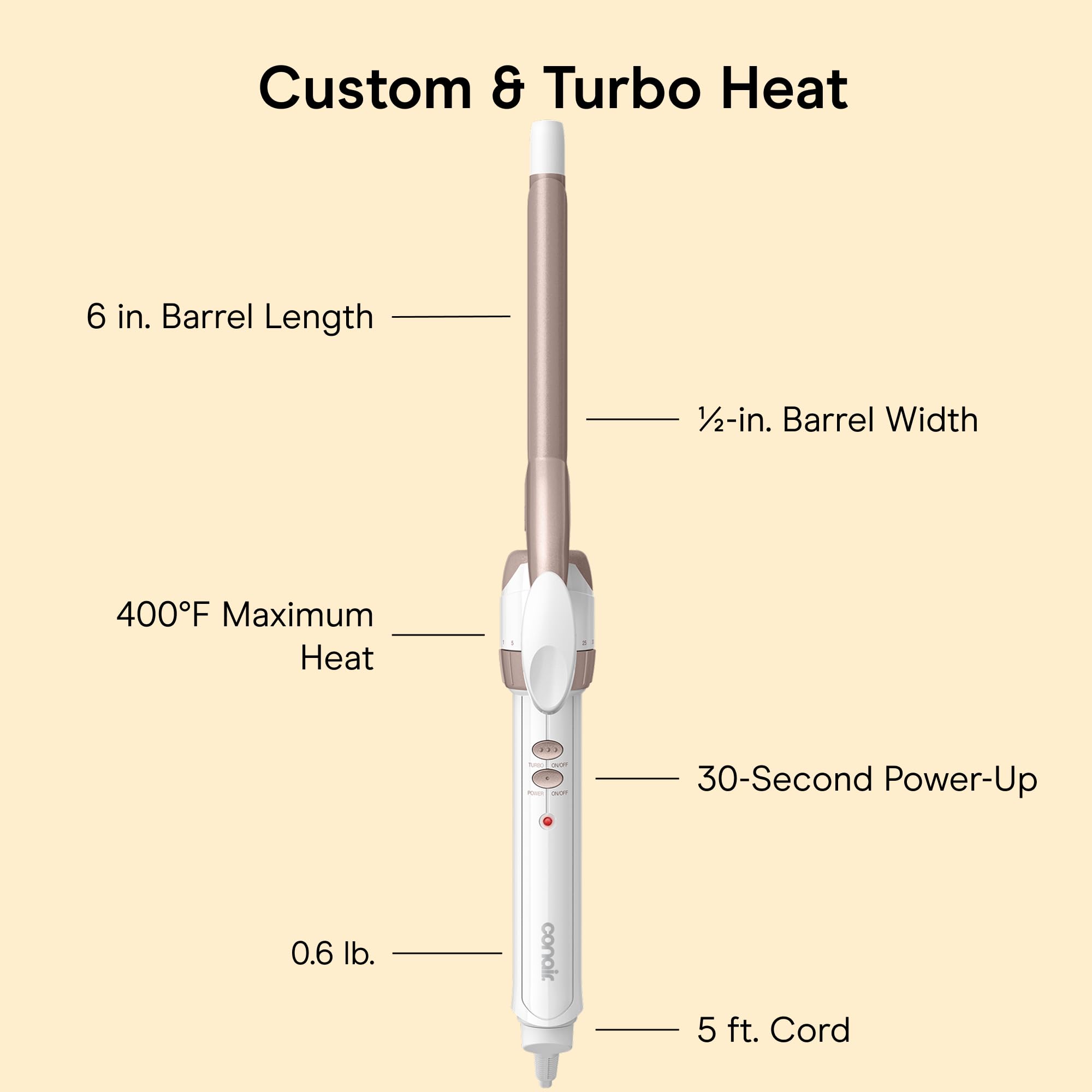 Conair Double Ceramic Curling Iron, 1/2-inch Curling Iron, White/Rose Gold 🍁 All In One Marketplace Canada