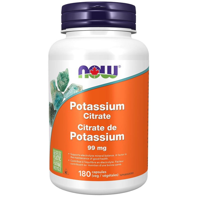 NOW Supplements, Potassium Citrate 99 mg, Supports Electrolyte Balance and Normal pH, Essential Mineral, 180 Veg Capsules 🍁 All In One Marketplace Canada