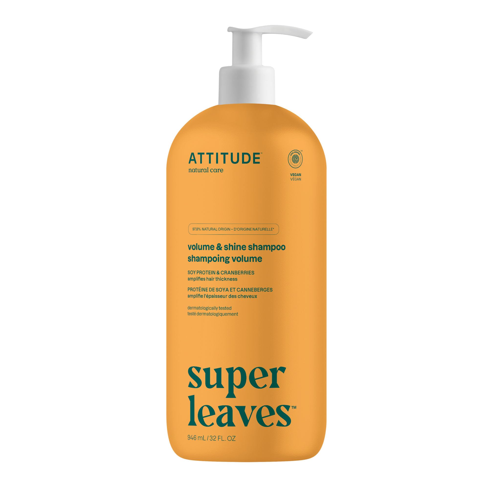 ATTITUDE Volume and Shine Hair Shampoo, Made in Canada, EWG Verified, For Thin Hair, Naturally Derived Ingredients, Vegan and Plant Based, Soy Protein And Cranberries, 946 mL 🍁 All In One Marketplace Canada