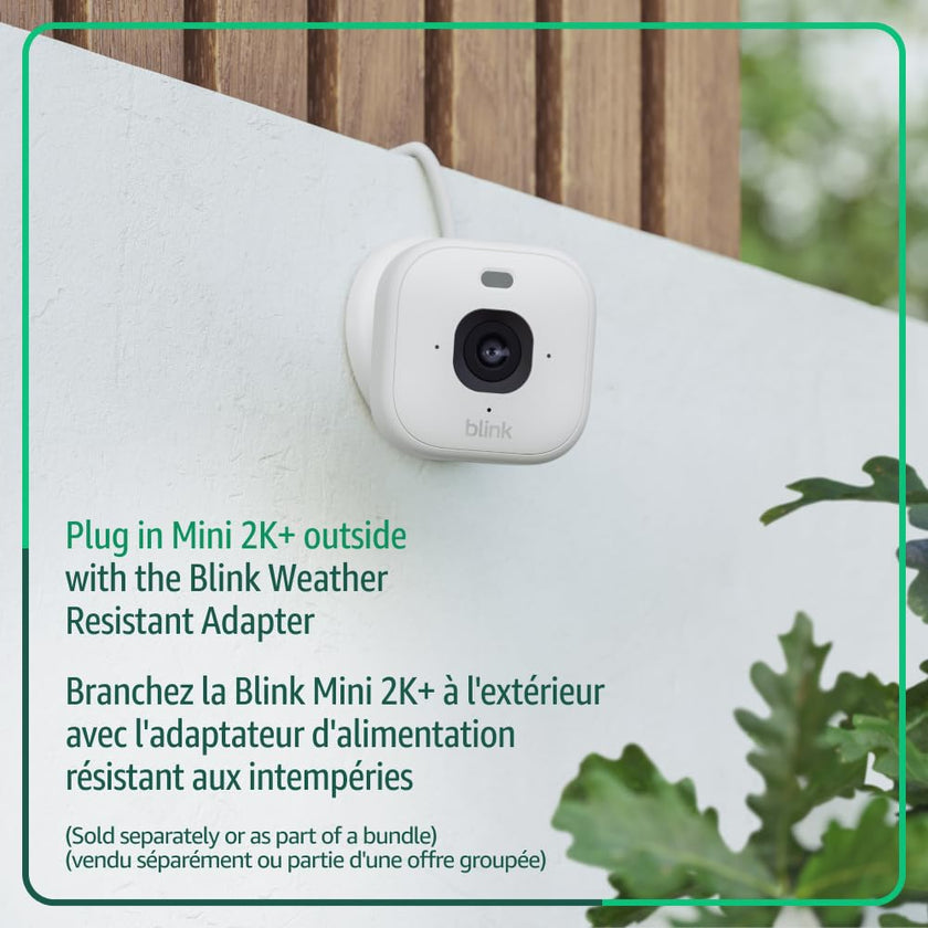 Blink Mini 2K+ (newest model) – Plug-in Home & Pet Security Camera with 2K video resolution, colour night vision, enhanced audio, motion detection – 1 camera (White) 🍁 All In One Marketplace Canada