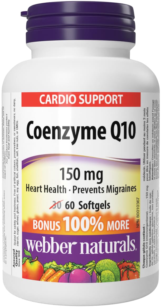 Webber Naturals Coenzyme Q10 (CoQ10) Supplement, 150 mg, 60 Softgels 🍁 All In One Marketplace Canada