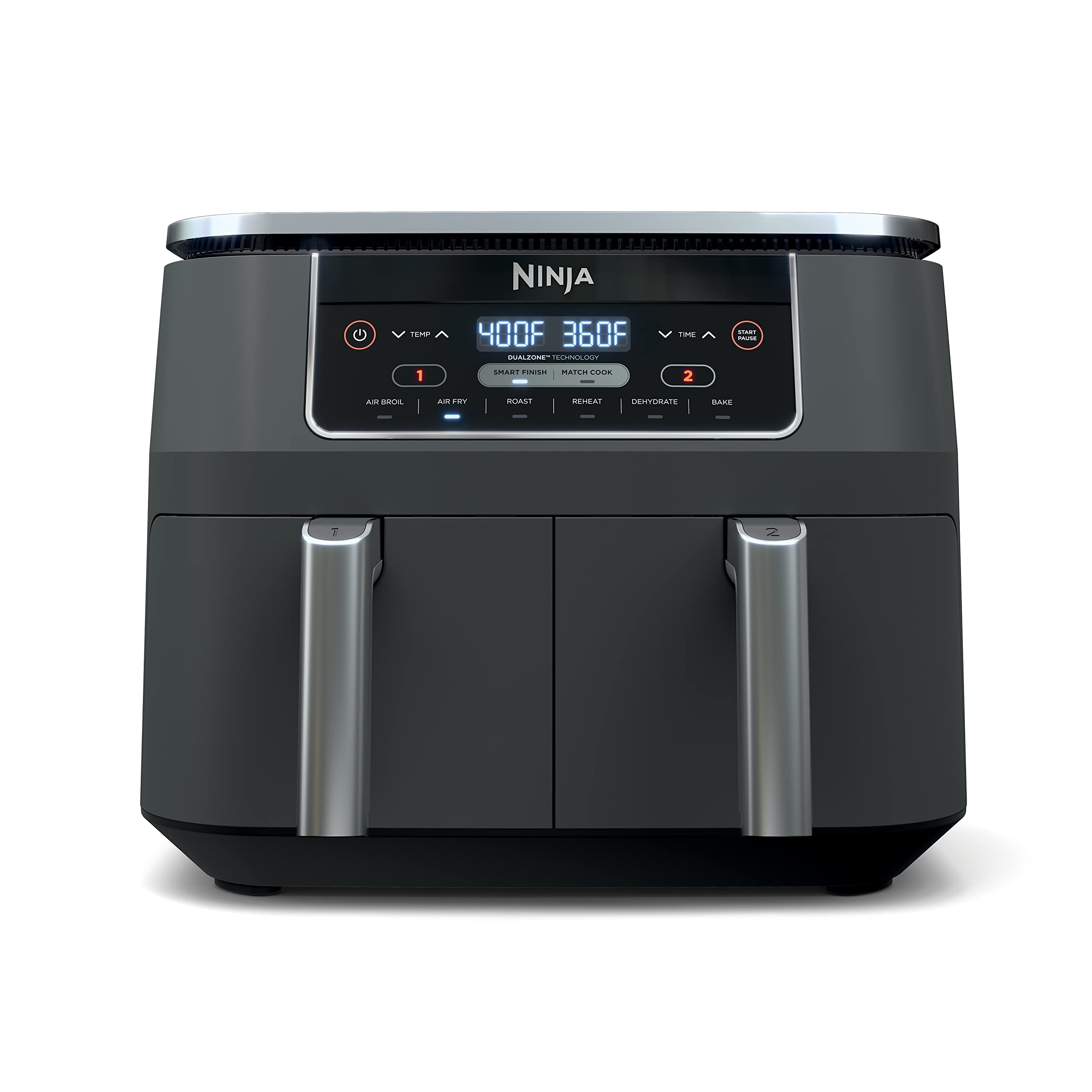 Ninja Foodi 6-in-1 8-qt. (7.6L) 2-Basket Air Fryer DualZone Technology, Match Cook & Smart Finish to Roast, Broil, Dehydrate & More for Quick, Easy Meals, Slate Grey (DZ201C) Canadian Version 🍁 All In One Marketplace Canada