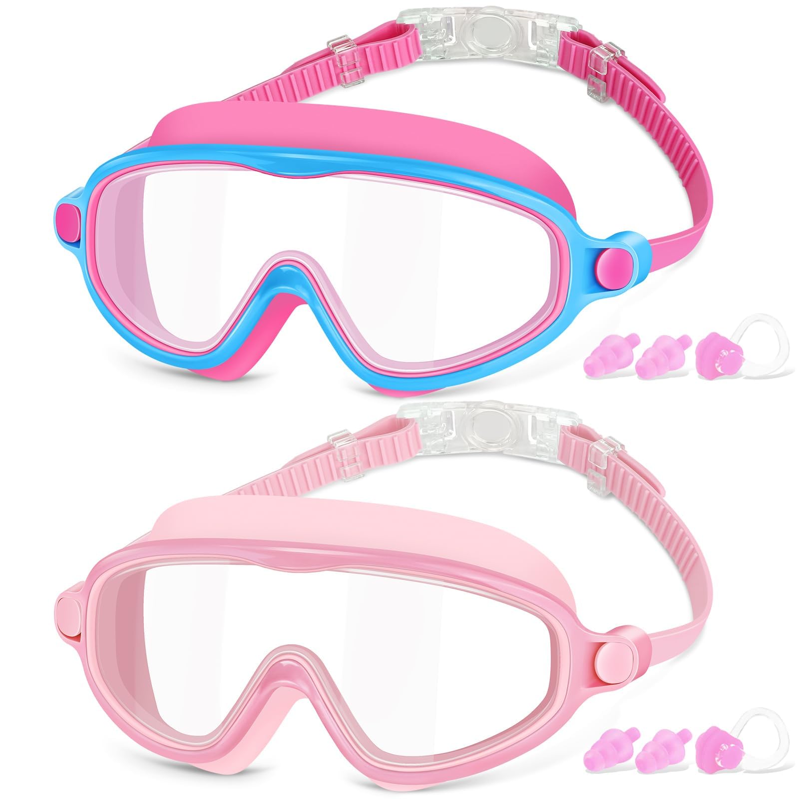 Kids Goggles Swimming, 2 Pack Kids Swimming Goggles for Age 4-14 Wide Vision Anti-Fog UV Protection Waterproof for Boys Girls 🍁 All In One Marketplace Canada