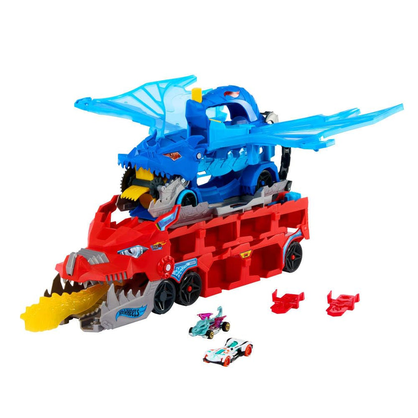 Hot Wheels City Toy Car Track Set, Ultimate Dual Dragon Transporter & 2 Die-Cast Cars, Large-Scale Dragon & Detachable Dragon, Stores 20+ Vehicles 🍁 All In One Marketplace Canada