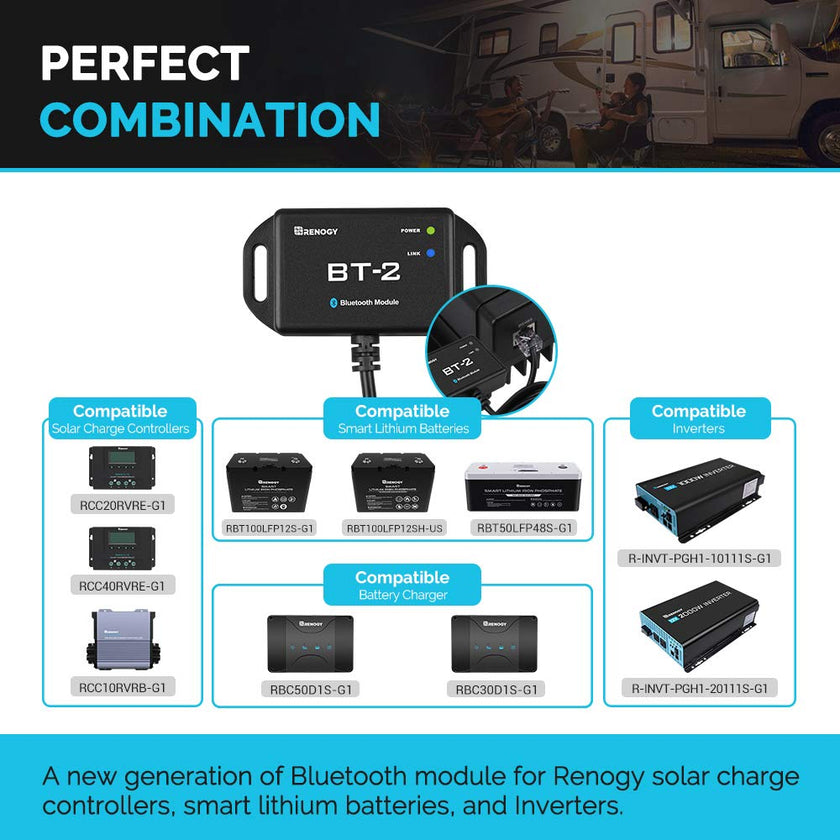 Renogy BT-2 Bluetooth Module RJ45 Communication Port Wirelessly Monitor Real-time Insight Precise Control, Compatible Solar Charge Controllers, Battery Charger, Inverter, BT-2 RS485 🍁 All In One Marketplace Canada