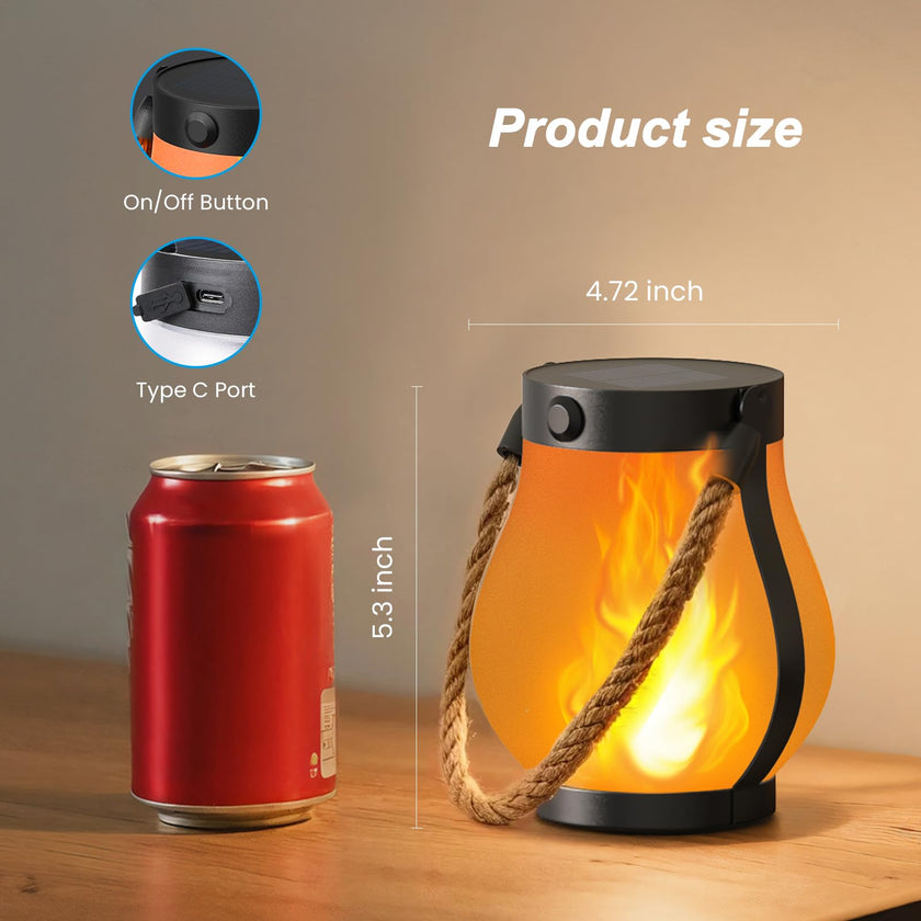 Hompavo Gen2 Solar Lanterns Outdoor with Ultra-Real Flame, Dual Charging (USB/Solar) & 2 Mode - Waterproof Decorative Hanging/Table Lights for Yard Patio Garden Birthday Mothers Day Gifts for Women, 2 🍁 All In One Marketplace Canada