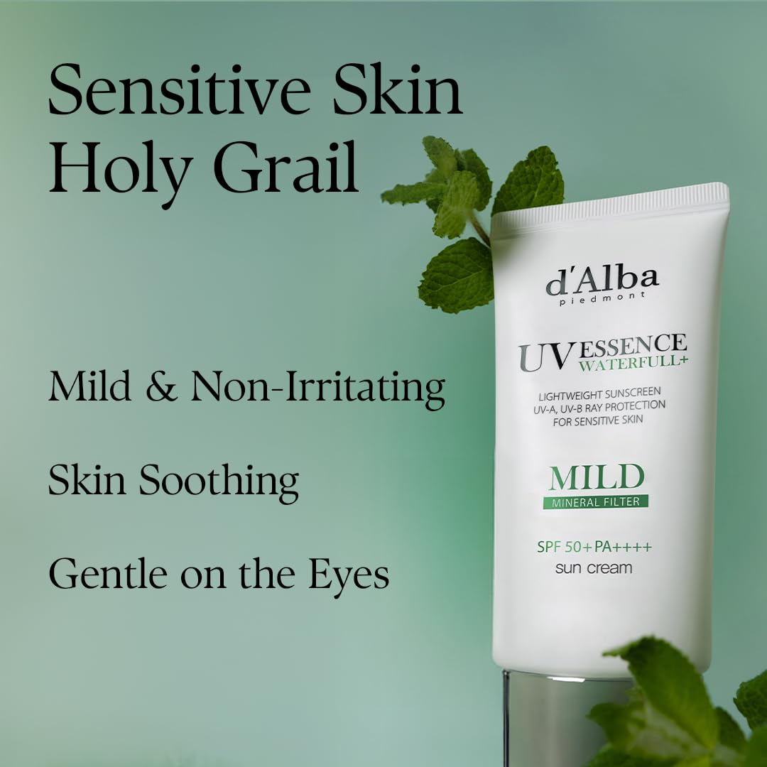 d'alba Piedmont Italian White Truffle Waterfull Mild Sunscreen, Vegan, Mineral Sunscreen, SPF 51+ PA++++, Non-Nano Sunscreen Suitable for all Sensitive Skin, Gentle & Light Finish, Korean Skincare (50ml) 🍁 All In One Marketplace Canada