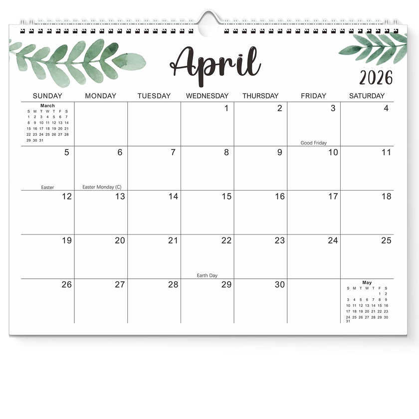 Wall Calendar 2026-2027, 15X12 inch Large Calendar Family Personl Organizer, 21 Months Runs from April 2026 through December 2027, Perfect for Organizing for Office Home (Leaf) 🍁 All In One Marketplace Canada