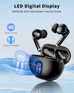 Wireless Earbuds, Bluetooth 5.4 Headphones with 50H Playback, Deep Bass Stereo Ear Buds Clear Calls with LED Power Display, Wireless Headphones with Noise Cancelling Mic for Phone/Laptop, Carbon black 🍁 All In One Marketplace Canada