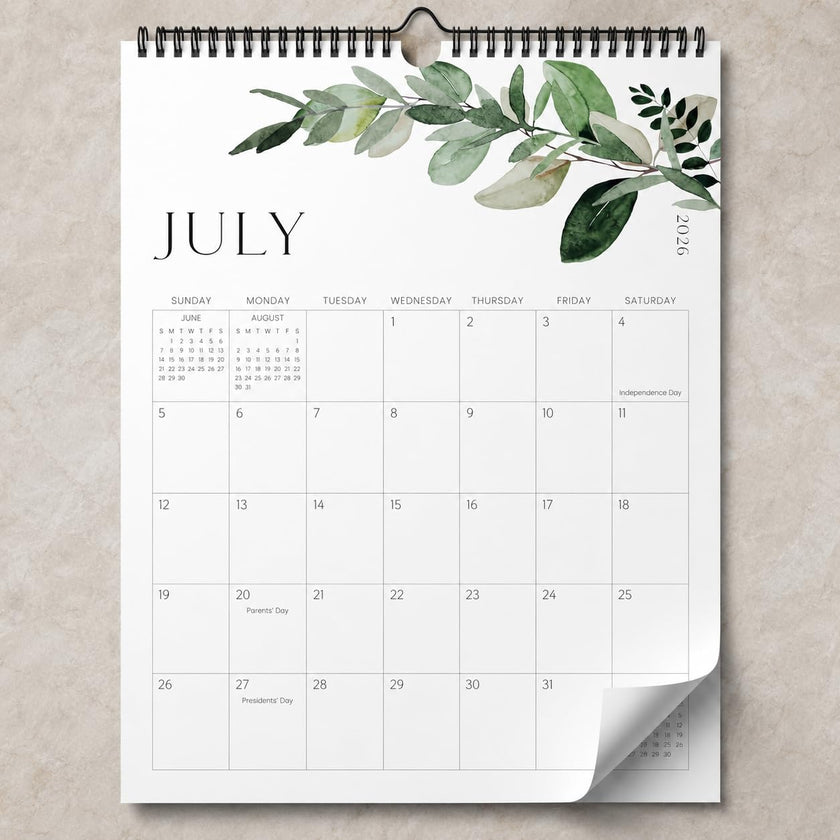 Aesthetic 2026-2027 Wall Calendar - Runs from January 2026 Until July 2027 - The Perfect Modern Greenery Calendar Planner for Easy Organizing 🍁 All In One Marketplace Canada