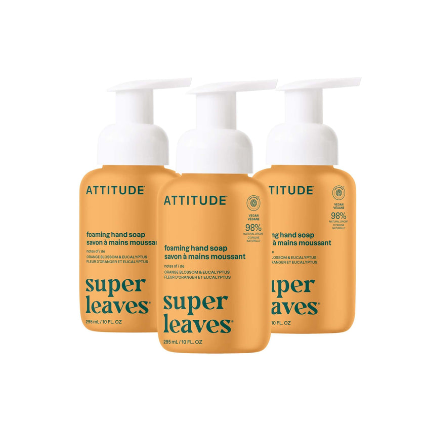 ATTITUDE Foaming Hand Soap, EWG Verified, Plant and Mineral-Based Ingredients, Vegan Personal Care Products, Orange Blossom & Eucalyptus, 295 mL (Pack of 3) 🍁 All In One Marketplace Canada