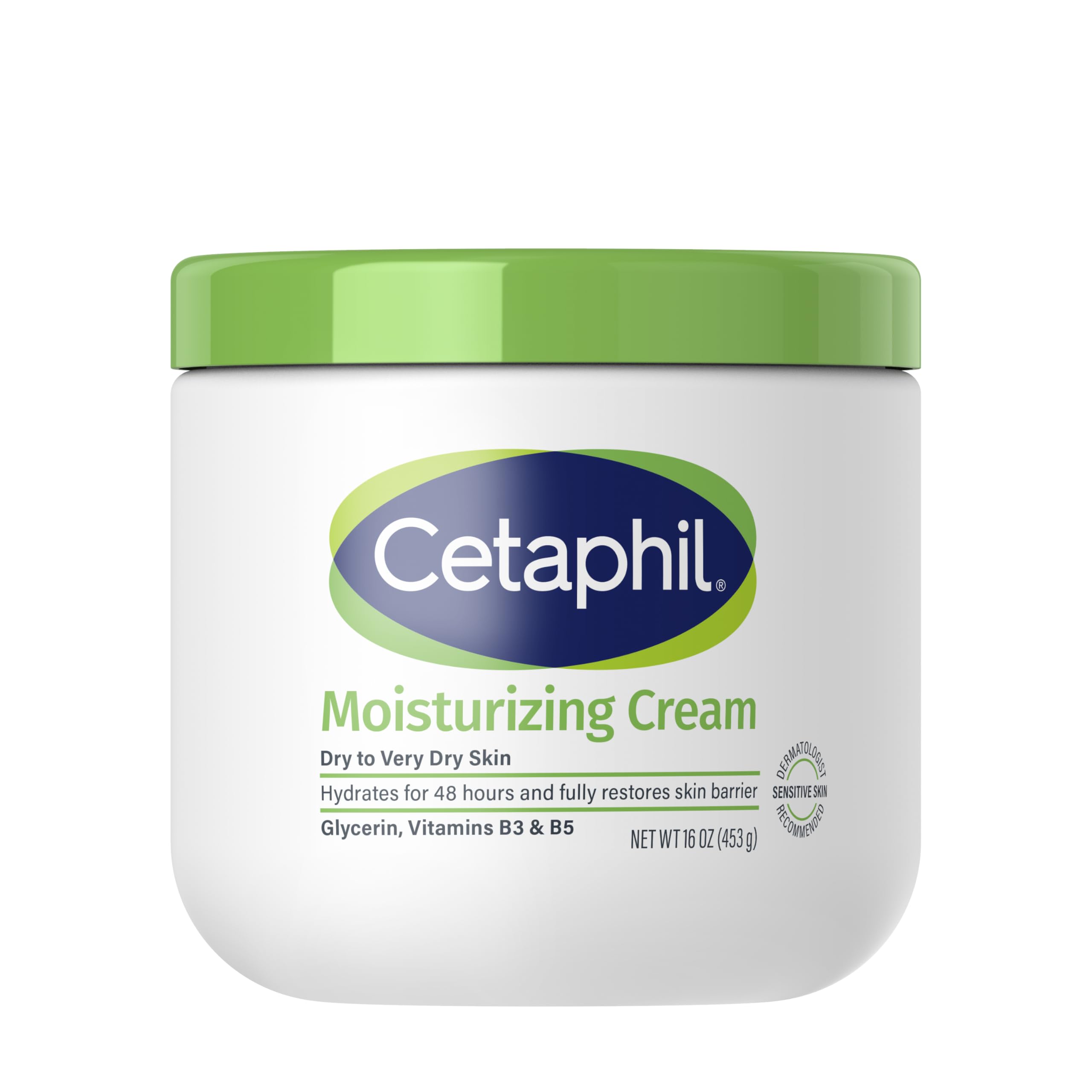 Cetaphil Moisturizing Cream With Sweet Almond Oil And Glycerin - 48hr Hydration - For Dry To Very Dry And Sensitive Skin - Fragrance Free, Paraben Free - Dermatologist Recommened, 453g 🍁 All In One Marketplace Canada