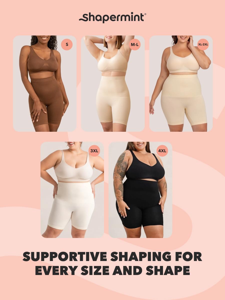 Shapermint High Waisted Body Shaper Shorts - Shapewear for Women Tummy Control Small to Plus-Size Nude Small 🍁 All In One Marketplace Canada