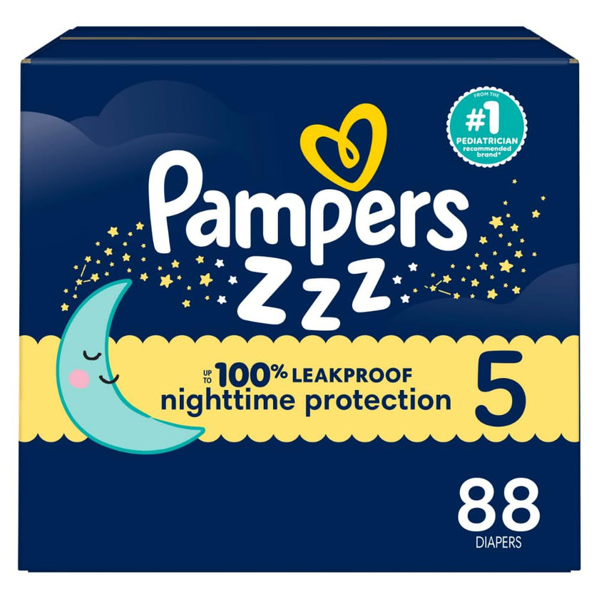 Pampers ZZZ Overnight Diapers, Size 5, Nighttime Protection Disposable Baby Diaper, 1 Pack (Count of 88) 🍁 All In One Marketplace Canada
