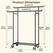 HYSEYY Double Rods Clothing Rack, Rolling Clothes Rack, Metal Garment Rack with 4 Lockable Wheels & Storage Shelf, Sturdy Coat Rack for Bedroom, Laundry, Living Room - 160H x 113W x 42D cm (Black) 🍁 All In One Marketplace Canada