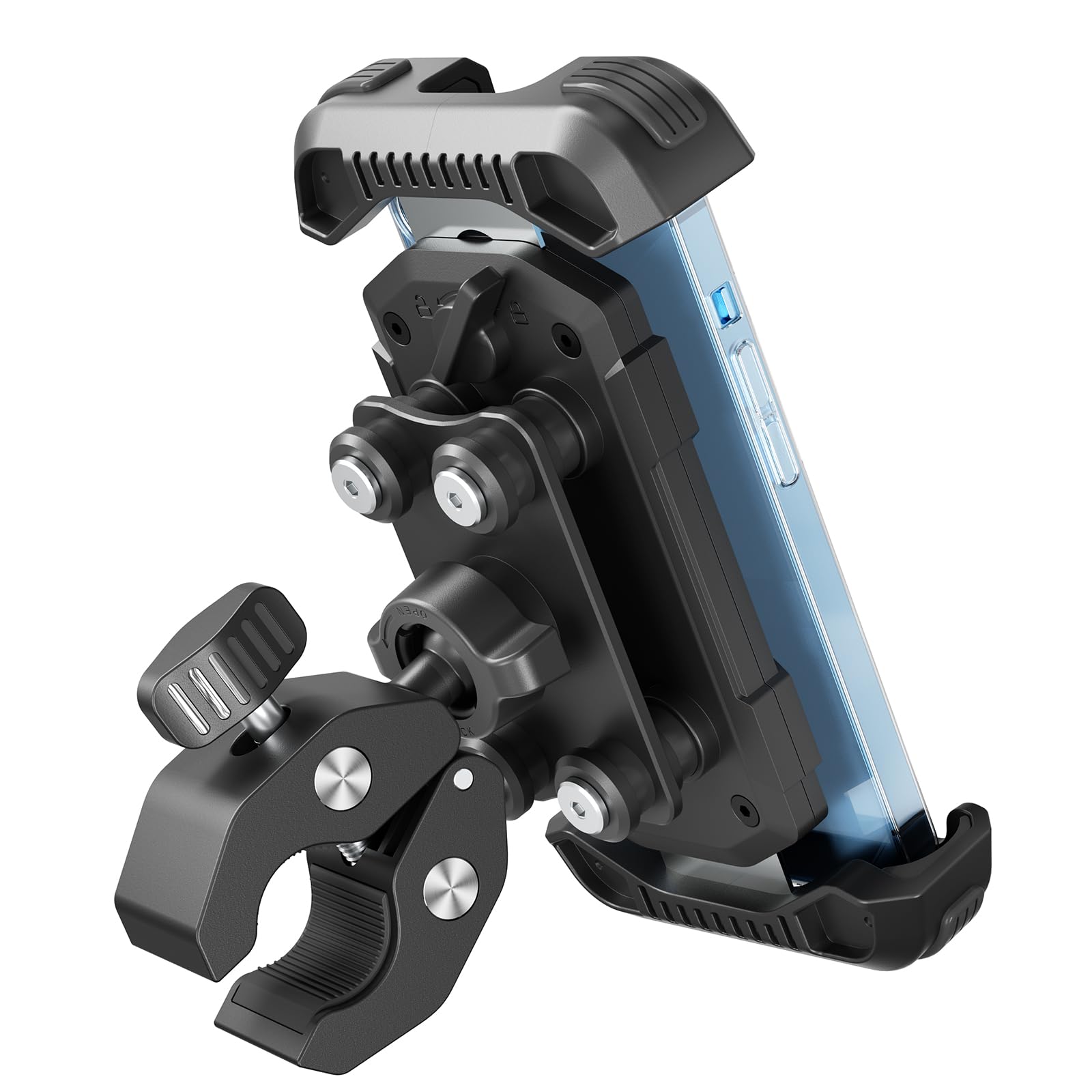 Tounee Bike Phone Mount Holder with Dual Vibration Dampener - Quick Release Handlebar Clip for Bicycle/Cycling, Upgraded Anti-Shock Design Fits iPhone 16/15/14 Pro Max & 4.7-6.7