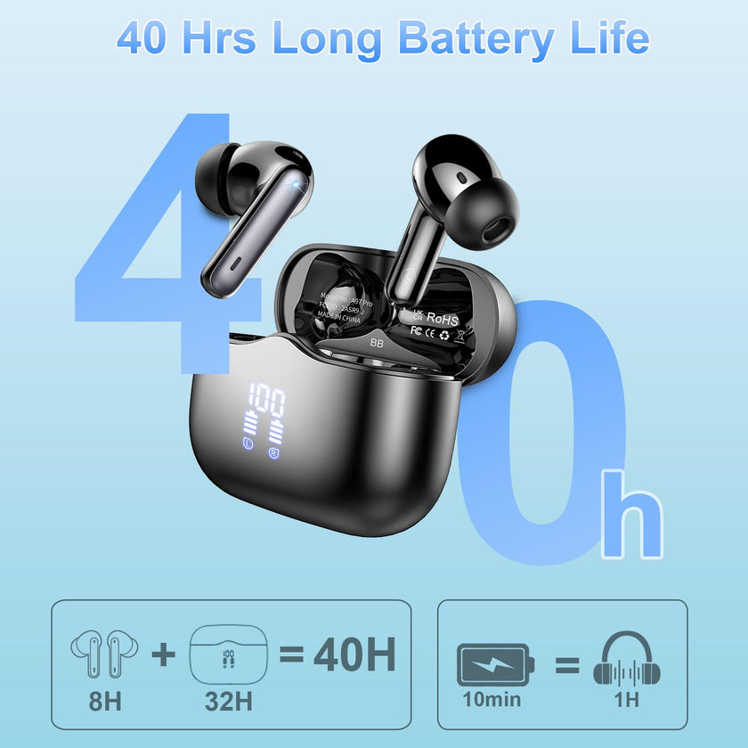 Wireless Earbuds, 2026 New Bluetooth Ear Buds 5.4 Mini HiFi Stereo with 4 ENC Noise Cancelling Mics Wireless Headphones, in Ear Earphones 40H IP7 Waterproof, USB C, Bluetooth Earbuds for Sports, Gym 🍁 All In One Marketplace Canada